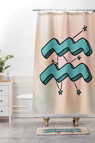 Doodle By Meg Aquarius Symbol Shower Curtain And Mat