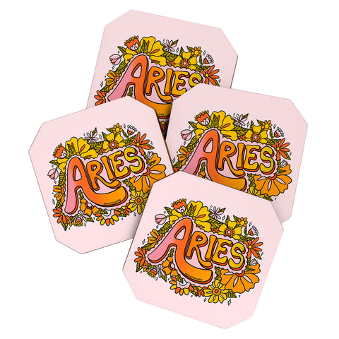 Doodle By Meg Aries Flowers Coaster Set
