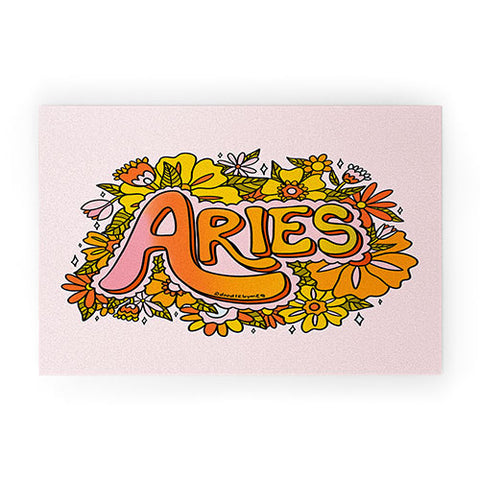 Doodle By Meg Aries Flowers Welcome Mat