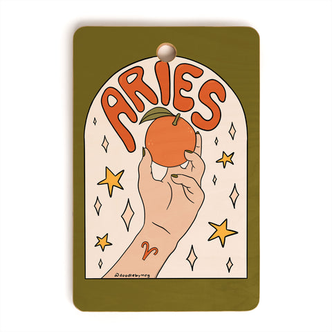 Doodle By Meg Aries Orange Cutting Board Rectangle