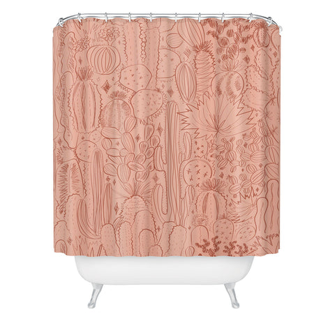 Doodle By Meg Cactus Scene in Pink Shower Curtain