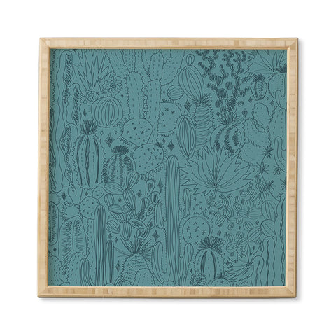 Doodle By Meg Cactus Scenes in Blue Framed Wall Art
