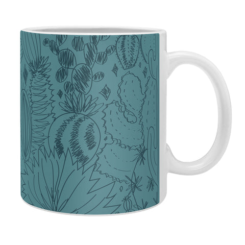 Doodle By Meg Cactus Scenes in Blue Coffee Mug