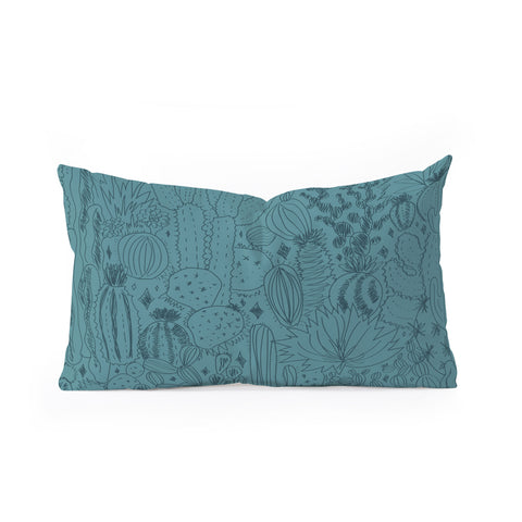 Doodle By Meg Cactus Scenes in Blue Oblong Throw Pillow