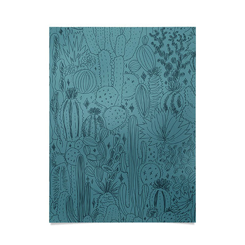 Doodle By Meg Cactus Scenes in Blue Poster