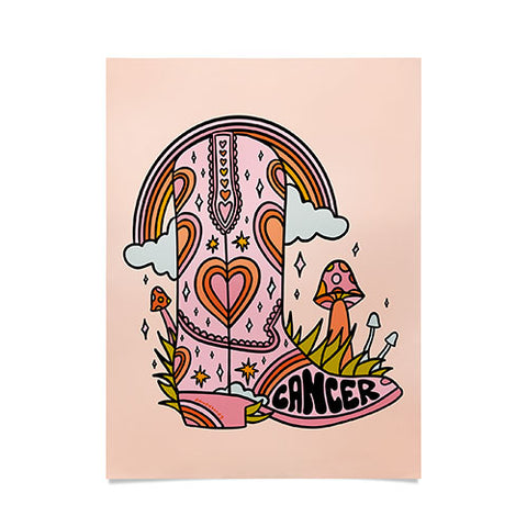 Doodle By Meg Cancer Cowboy Boot Poster