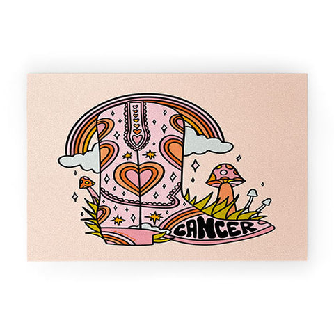 Doodle By Meg Cancer Cowboy Boot Welcome Mat