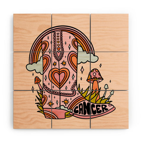Doodle By Meg Cancer Cowboy Boot Wood Wall Mural