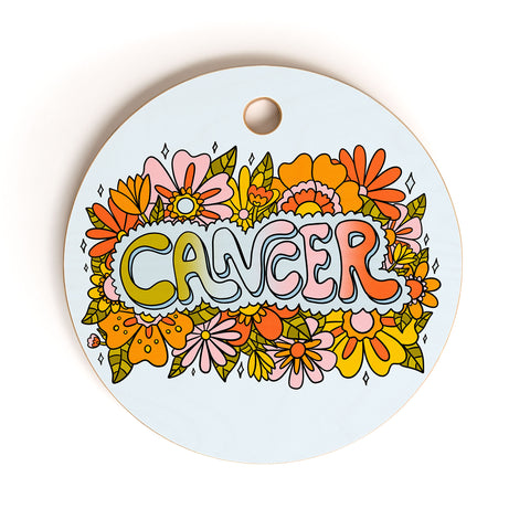 Doodle By Meg Cancer Flowers Cutting Board Round