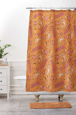 Doodle By Meg Cancer Peach Print Shower Curtain And Mat