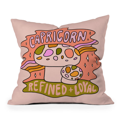 Doodle By Meg Capricorn Mushroom Throw Pillow