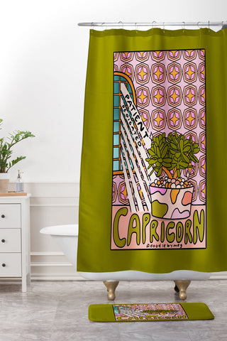 Doodle By Meg Capricorn Plant Shower Curtain And Mat