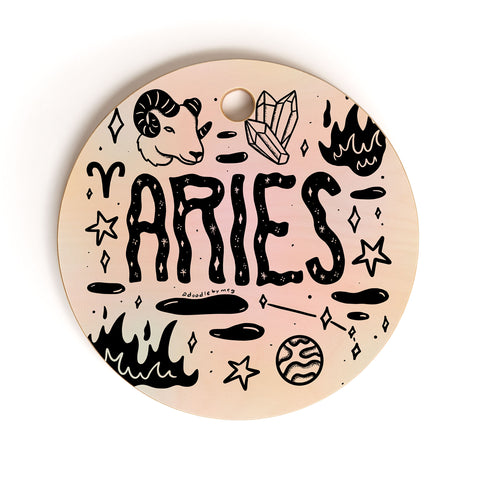 Doodle By Meg Celestial Aries Cutting Board Round
