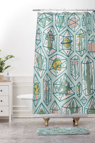 Doodle By Meg Crystals and Plants Shower Curtain And Mat