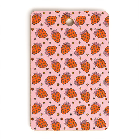 Doodle By Meg Flower Strawberry Print Cutting Board Rectangle