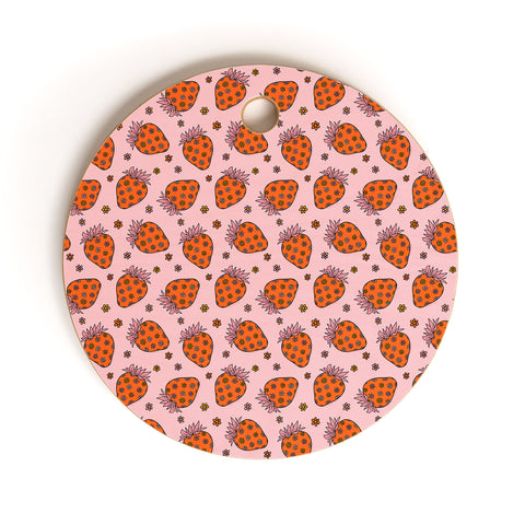 Doodle By Meg Flower Strawberry Print Cutting Board Round