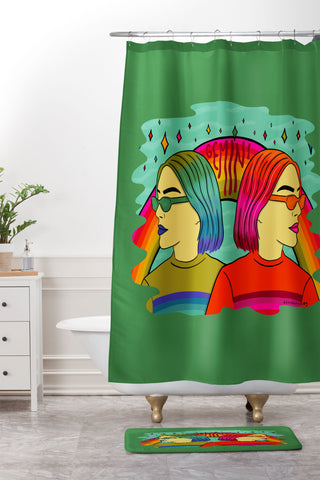 Doodle By Meg Gemini Babes Shower Curtain And Mat