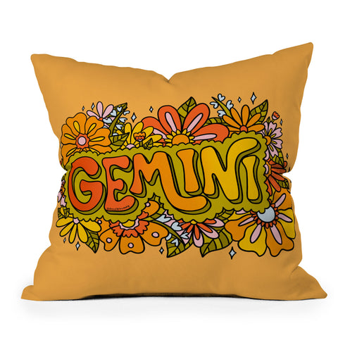 Doodle By Meg Gemini Flowers Throw Pillow
