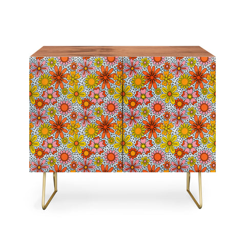 Doodle By Meg Groovy Flowers in Blue Credenza