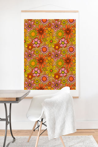 Doodle By Meg Groovy Flowers in Orange Art Print And Hanger