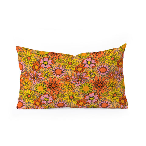 Doodle By Meg Groovy Flowers in Orange Oblong Throw Pillow