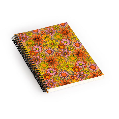 Doodle By Meg Groovy Flowers in Orange Spiral Notebook