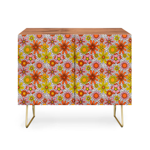 Doodle By Meg Groovy Flowers in Pink Credenza