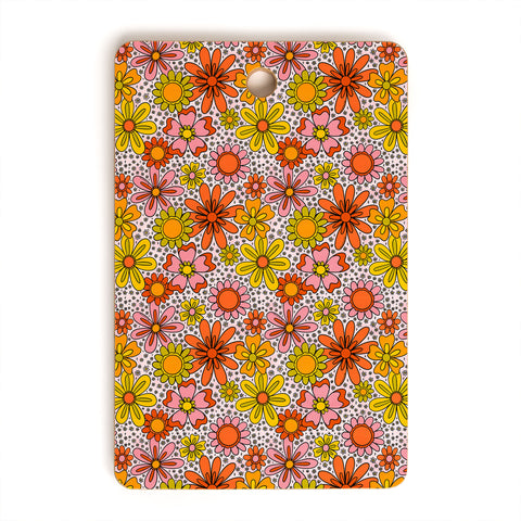 Doodle By Meg Groovy Flowers in Pink Cutting Board Rectangle