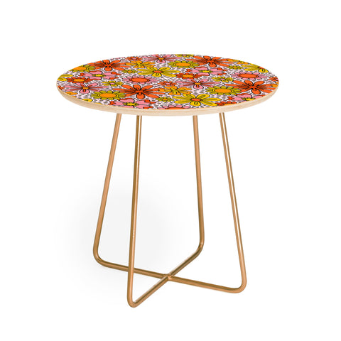 Doodle By Meg Groovy Flowers in Pink Round Side Table