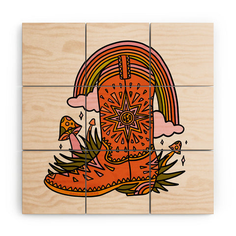 Doodle By Meg Leo Cowboy Boot Wood Wall Mural