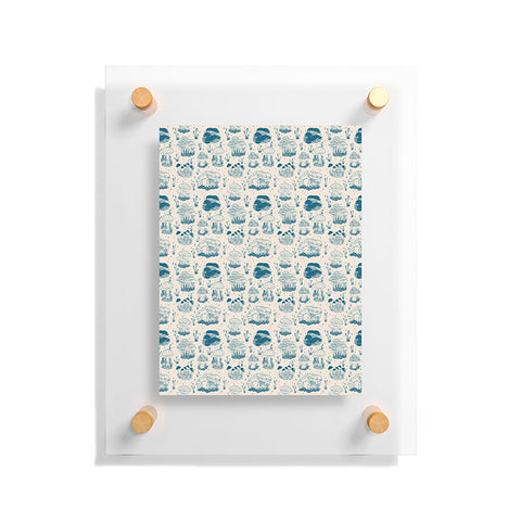 Doodle By Meg Mushroom Toile in Blue Floating Acrylic Print