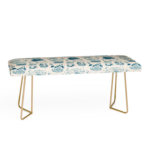 Doodle By Meg Mushroom Toile in Blue Bench