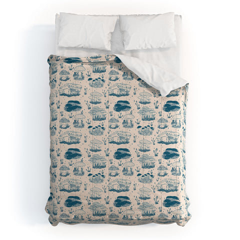 Doodle By Meg Mushroom Toile in Blue Comforter