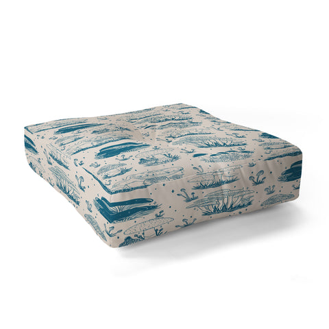 Doodle By Meg Mushroom Toile in Blue Floor Pillow Square