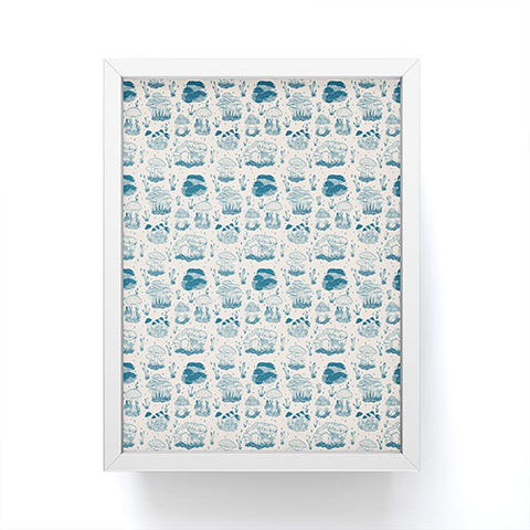 Doodle By Meg Mushroom Toile in Blue Framed Mini Art Print