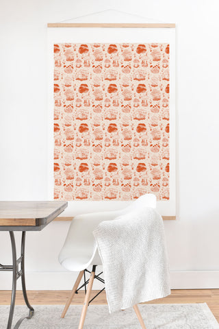 Doodle By Meg Mushroom Toile in Orange Art Print And Hanger