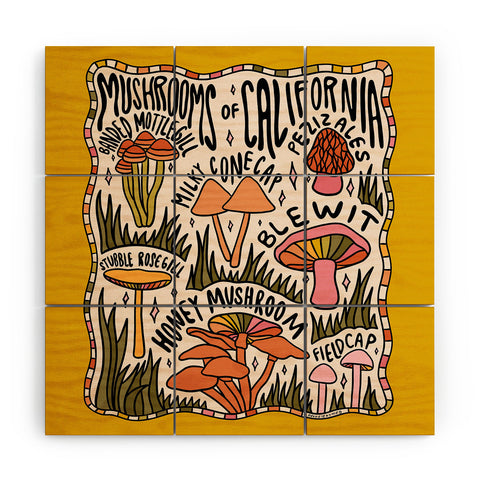 Doodle By Meg Mushrooms of California Wood Wall Mural