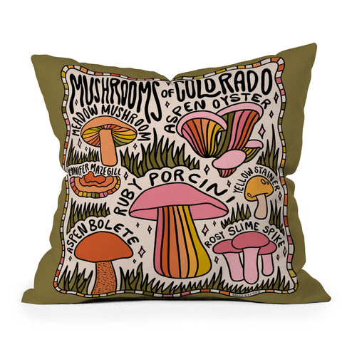 Doodle By Meg Mushrooms of Colorado Throw Pillow