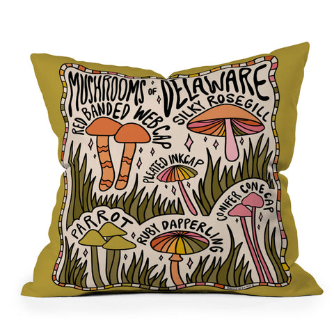 Doodle By Meg Mushrooms of Delaware Throw Pillow