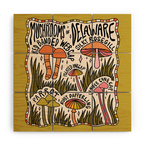 Doodle By Meg Mushrooms of Delaware Wood Wall Mural
