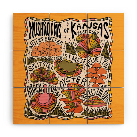 Doodle By Meg Mushrooms of Kansas Wood Wall Mural