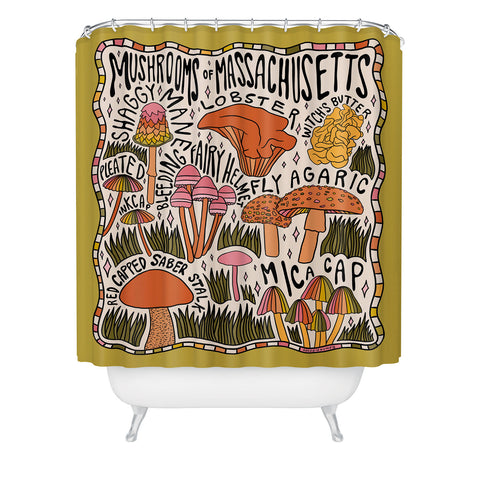 Doodle By Meg Mushrooms of Massachusetts Shower Curtain