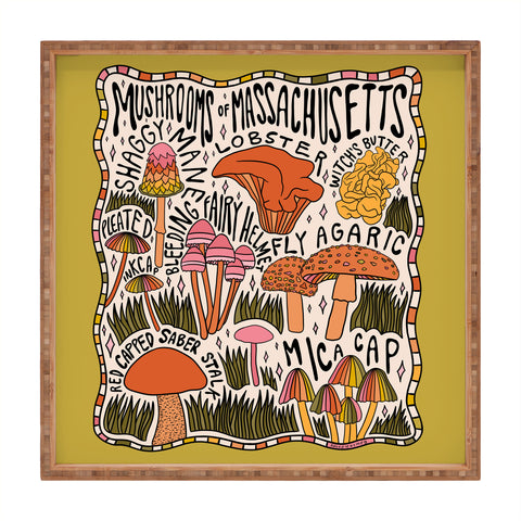 Doodle By Meg Mushrooms of Massachusetts Square Tray
