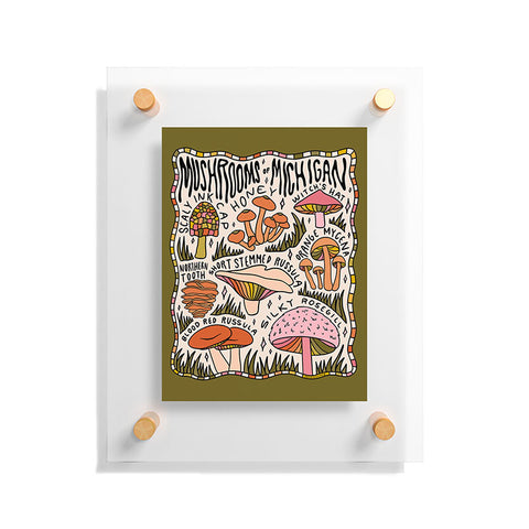 Doodle By Meg Mushrooms of Michigan Floating Acrylic Print