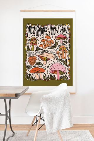 Doodle By Meg Mushrooms of Michigan Art Print And Hanger