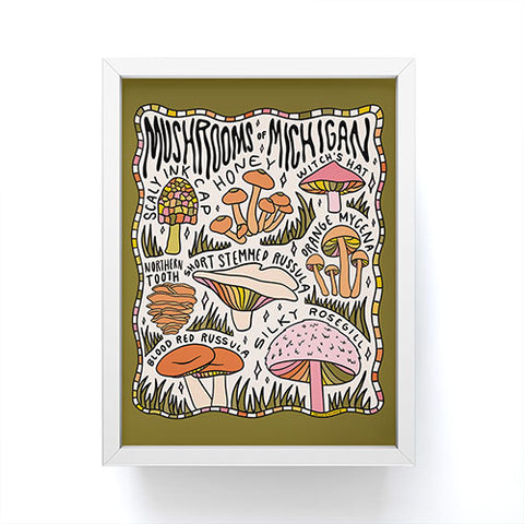 Doodle By Meg Mushrooms of Michigan Framed Mini Art Print