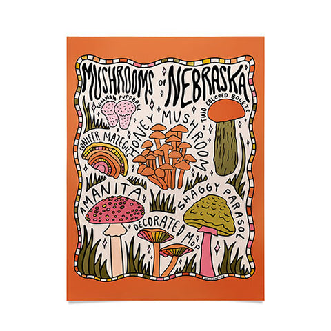 Doodle By Meg Mushrooms of Nebraska Poster