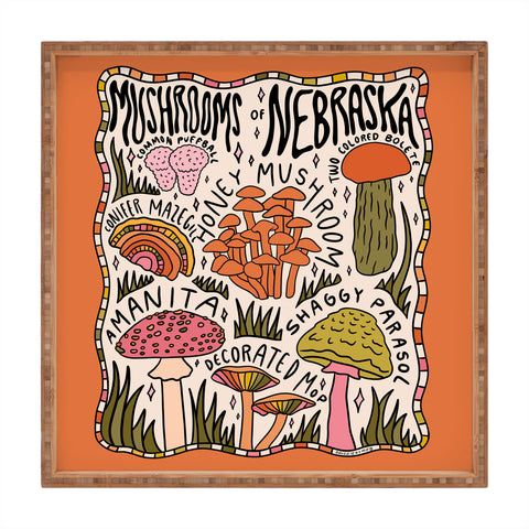 Doodle By Meg Mushrooms of Nebraska Square Tray