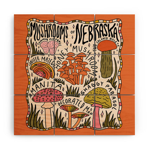 Doodle By Meg Mushrooms of Nebraska Wood Wall Mural