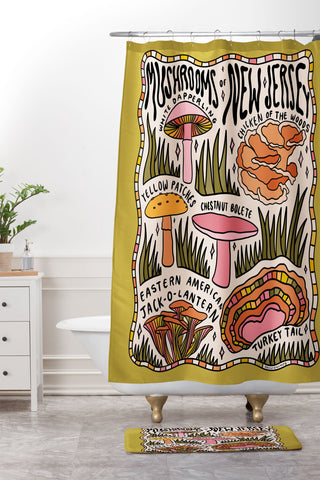Doodle By Meg Mushrooms of New Jersey Shower Curtain And Mat